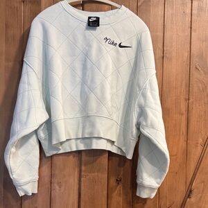 Nike Women's Quilted Sportswear Oversized Cropped Fleece Sweatshirt (blue/green)